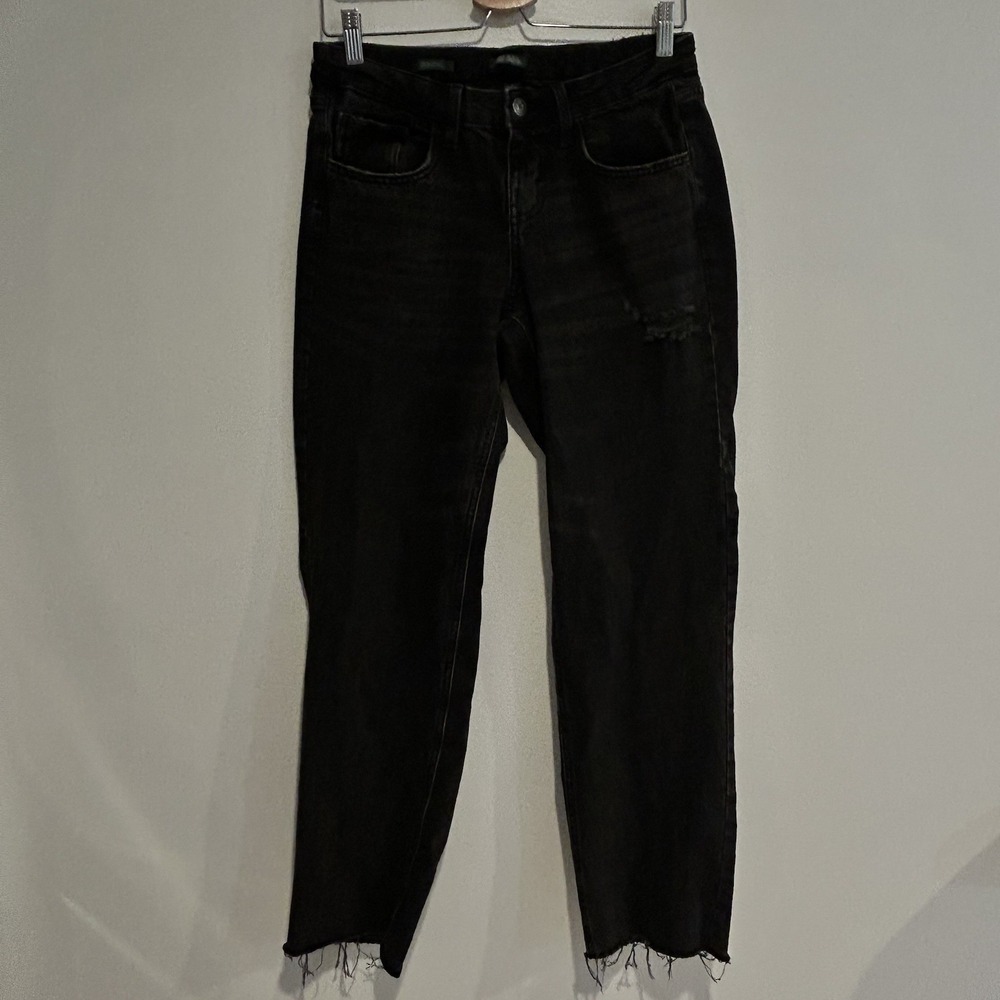 Wild Fable Women Sz 6 Mid Rise Straight Easy Rigid Jeans Black Wash 100% Cotton